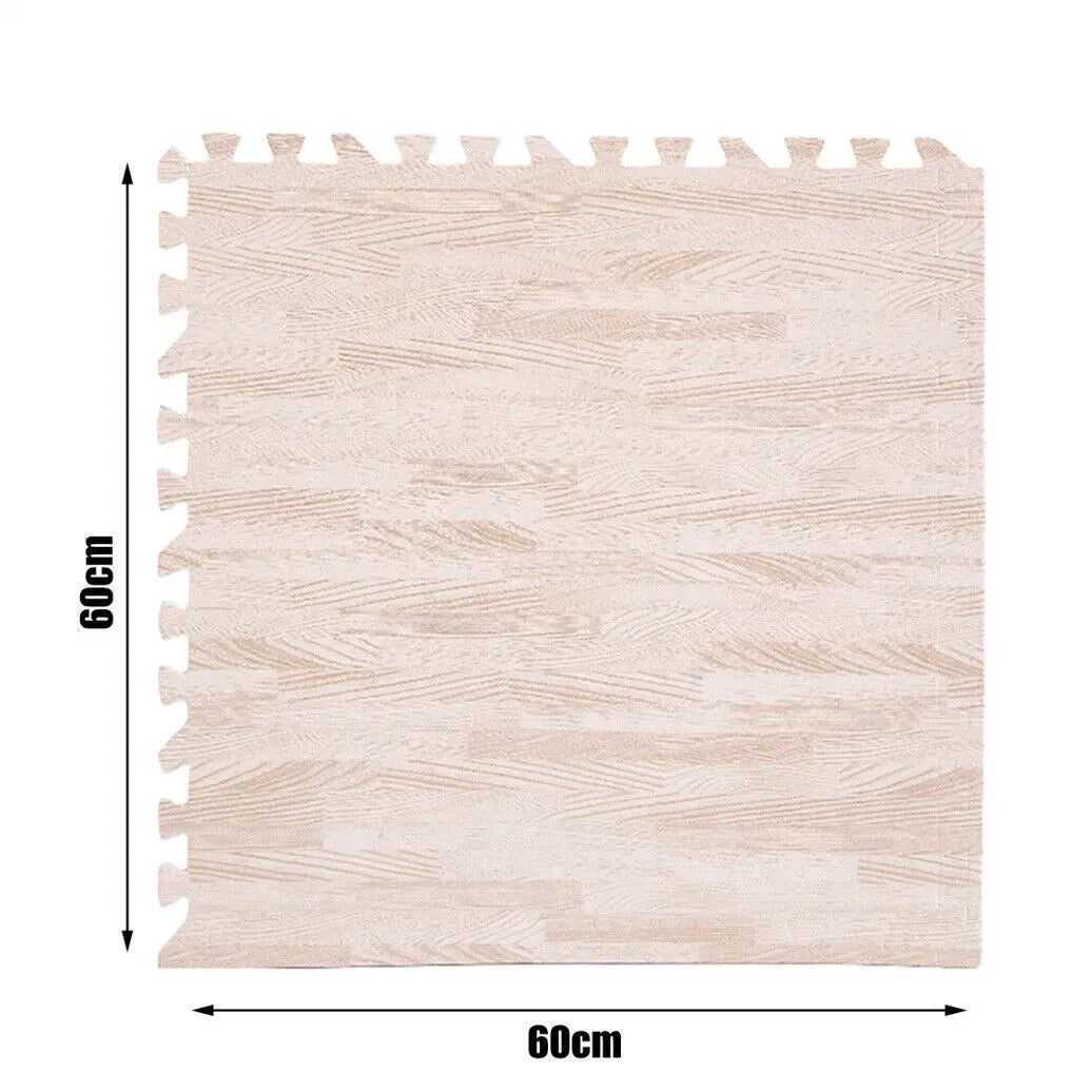 White Wood Grain Interlocking Heavy Duty EVA Foam Gym Flooring Mats - 60x60cm - 12 Tiles