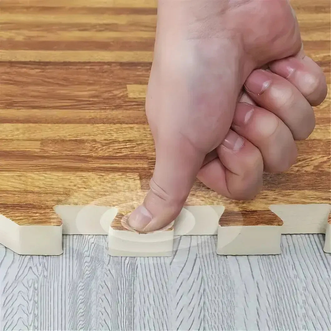 Natural Wood Interlocking Heavy Duty EVA Foam Gym Flooring Mats - 60x60cm - 24 Tiles