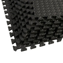 Black Interlocking Heavy Duty EVA Foam Gym Flooring Mats - 60x60cm - 24 Tiles