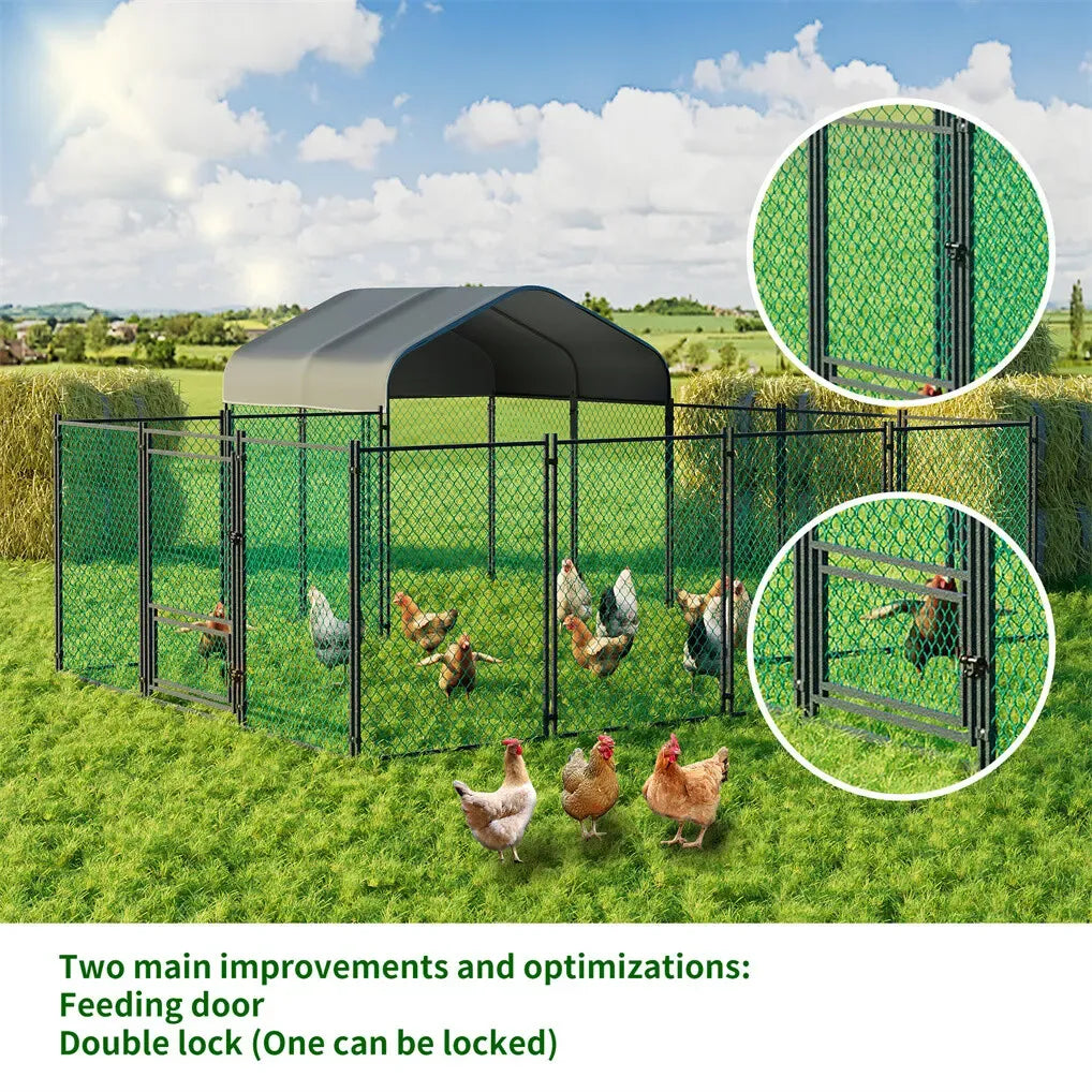 Extra Large Green Chicken Coop Cage 300x600cm with Waterproof Cover and Walk-In Design