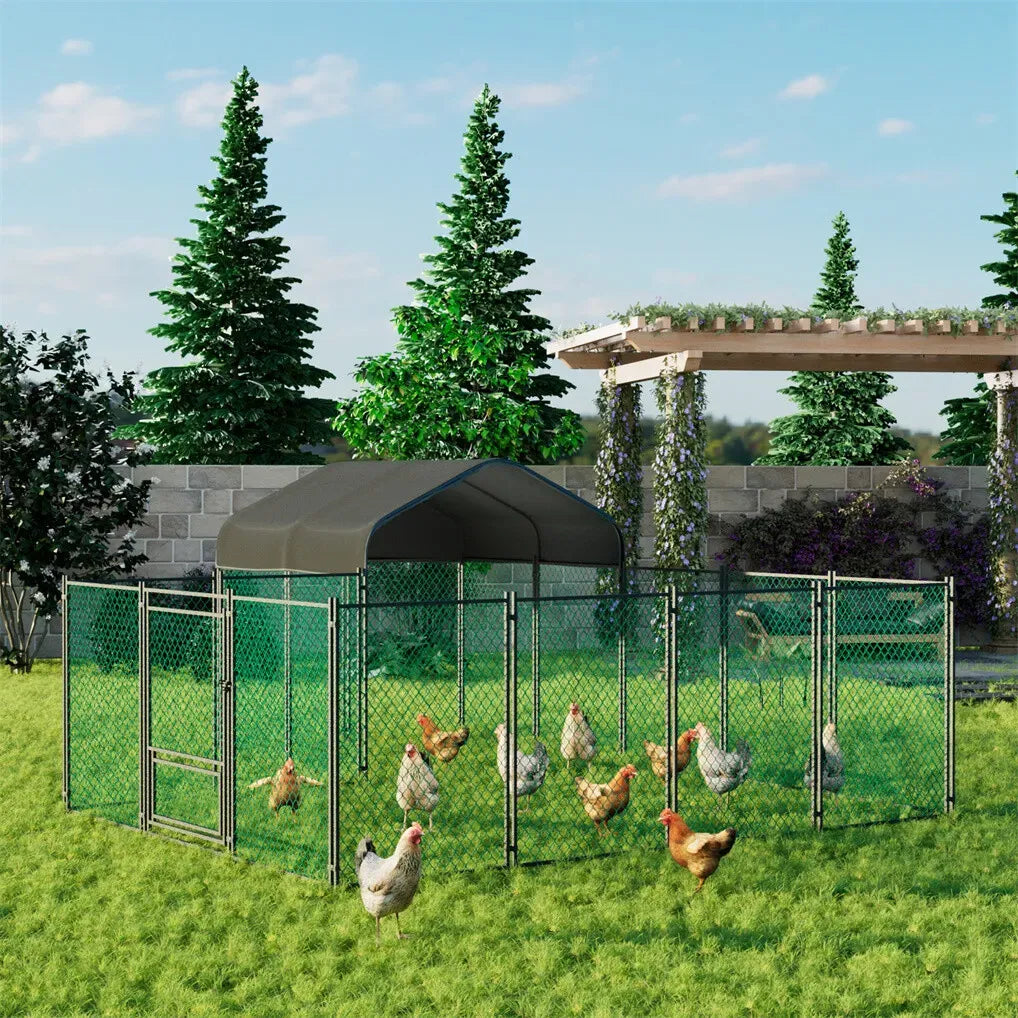 Extra Large Green Chicken Coop Cage 300x600cm with Waterproof Cover and Walk-In Design