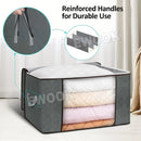 Large Navy Blue Quilt Storage Bags 60x40x35cm - 2-Pack Non-Woven Fabric Organiser with Zipper