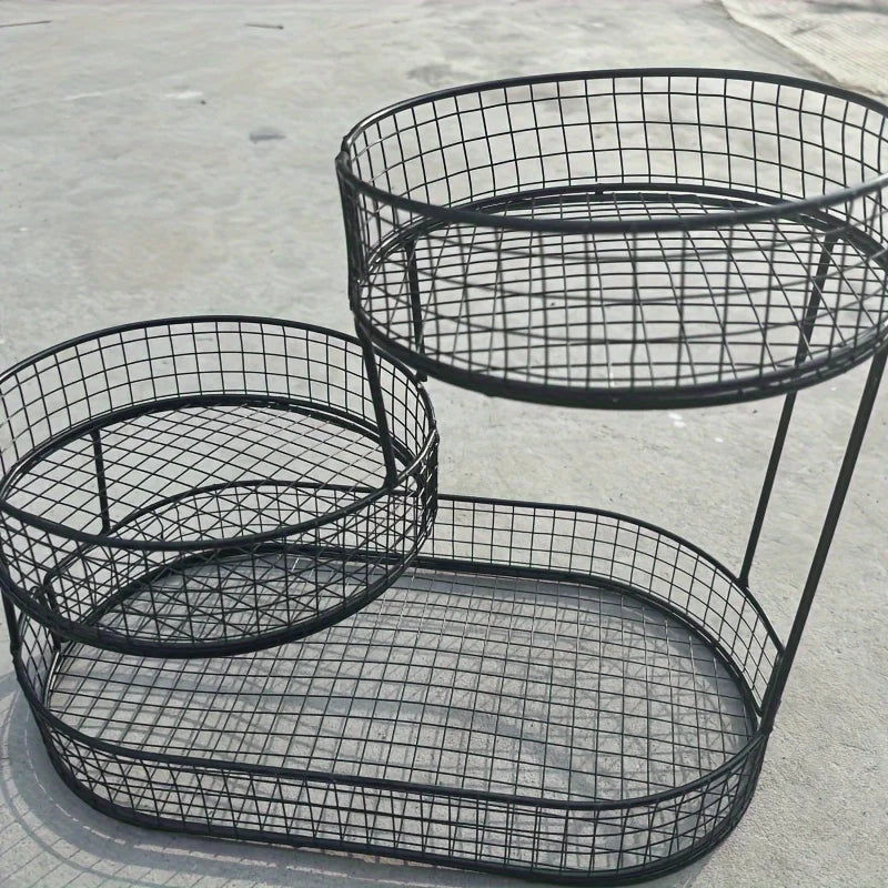 Black Stainless Steel Fruit Basket Storage
