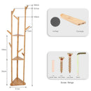 Bamboo Coat Rack Stand with Umbrella Holder - Hanging Storage