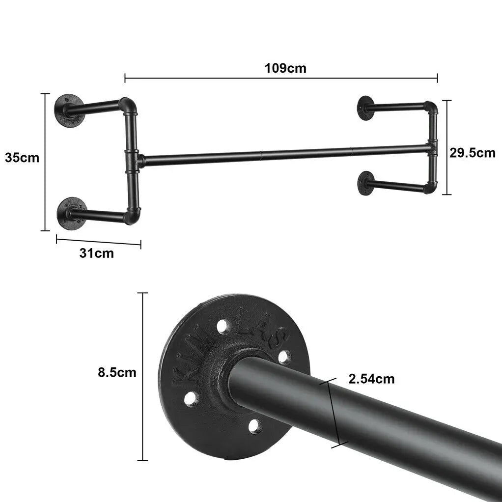 Iron Wall Mounted Clothes Rack Garment Display