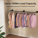 Industrial Iron Pipe Clothes Rail Vintage Wall Shelf