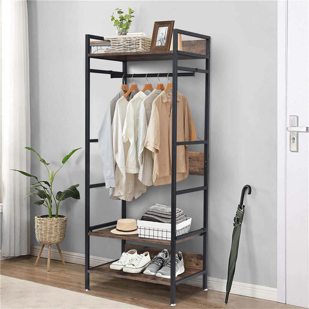 Metal Garment Rack Coat Stand MDF & Iron Organizer