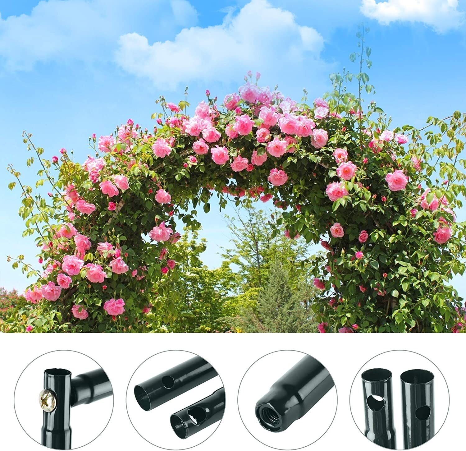 Metal Garden Arch Trellis Iron Plant Support Outdoor Climbing