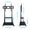Rolling TV Stand 32-100 w/ Adjustable Mount & 2-Tier Shelf