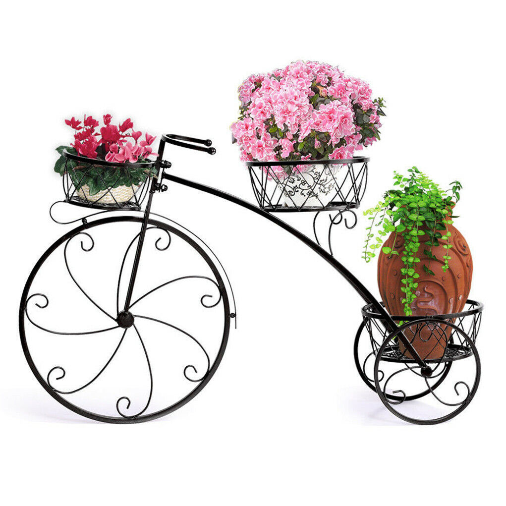 Iron Bicycle Plant Stand Rack Indoor Outdoor Garden