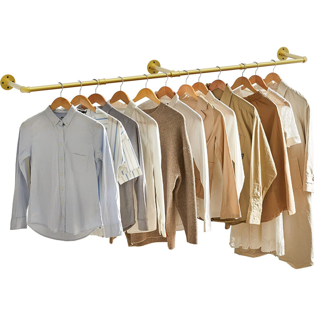 Vintage Iron Clothes Rail Gold Wall Mounted Garment Rack