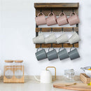 Wooden Wall Mounted Coffee Mug Rack 12 Hooks Cup Holder