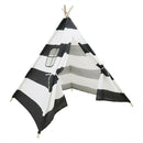 Kids Teepee Tent Linen Wood Black White Stripe Playhouse Indoor Garden