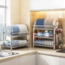 3 Tier Dish Drying Rack Silver 63cm