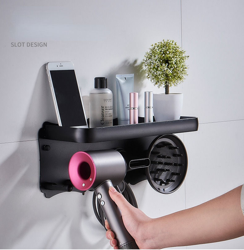 Magnetic Wall Mount Hair Dryer Holder for Dyson - Black Metal