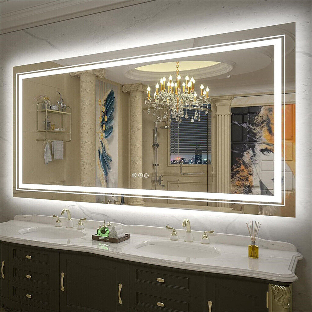 600x800mm LED Bathroom Mirror RBG Anti-Fog Aluminum