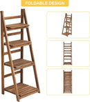 Rustic Wood 4 Tier Plant Stand Bookshelf 38CM Corner Shelf