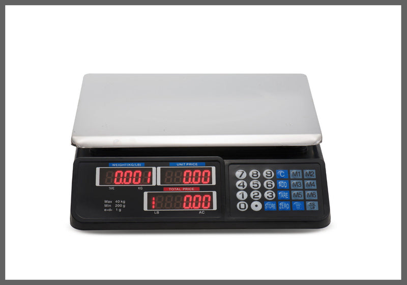 Digital Kitchen Scale 40kg 1g Increment Electronic Black