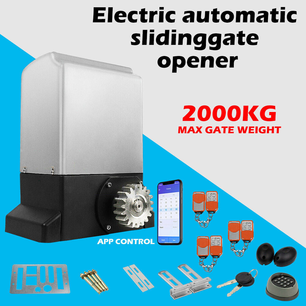 2000KG Automatic Sliding Gate Opener Commercial Residential + APP