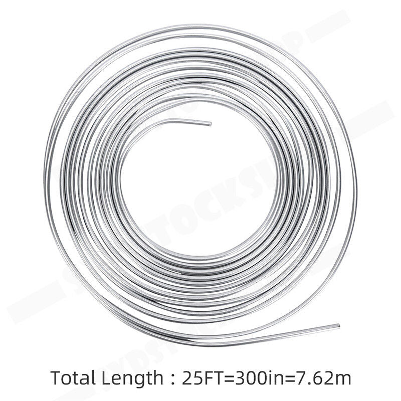 25Ft 3/16'' OD Steel Zinc Brake Line Tubing Kit 150MPa +32 Fittings