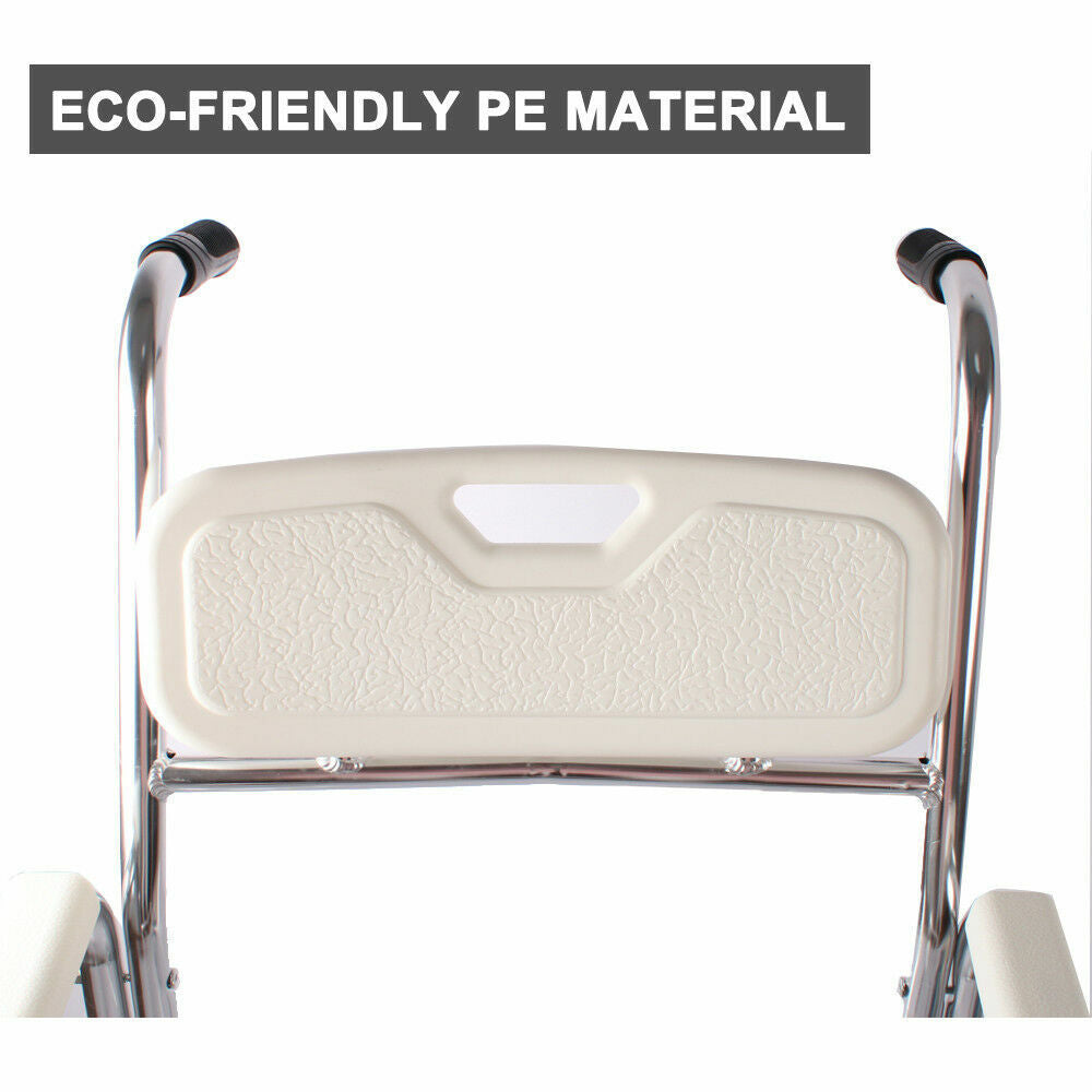 Aluminum Bedside Commode Chair 200kg Mobile Shower Toilet Wheelchair