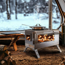 Stainless Steel Wood Burner Stove for Camping w/ Chimney & Bag