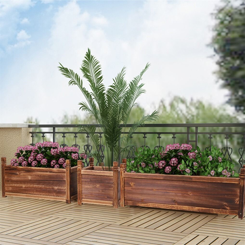 Medium Raised Garden Bed 60x30x33cm Wooden Planter Box