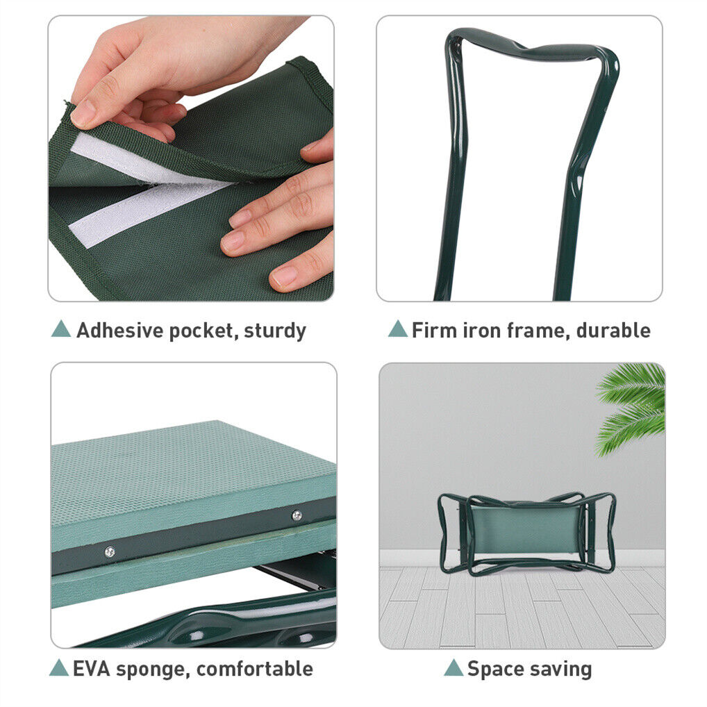 XXL Garden Kneeler Seat Stool with Pocket, 150kg Load