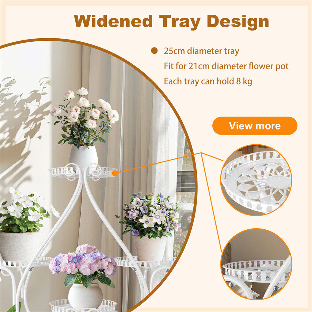 Movable Metal Plant Stand Garden Cart Indoor/Outdoor Decor