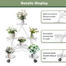 Movable Metal Plant Stand Garden Cart Indoor/Outdoor Decor