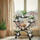 Rolling Metal Plant Stand Indoor Outdoor Garden Display Shelf