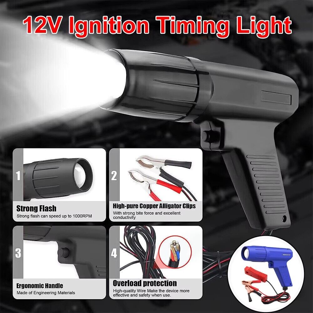 Universal 12V Ignition Timing Light Strobe Lamp 1.36m Cable