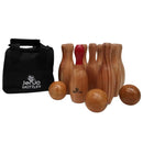 Natural Wooden Skittles Game Set with Carry Bag - 9 Hardwood Skittles (22cm) and 3 Wooden Balls (7cm)