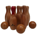 Natural Wooden Skittles Game Set with Carry Bag - 9 Hardwood Skittles (22cm) and 3 Wooden Balls (7cm)
