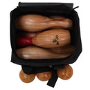 Natural Wooden Skittles Game Set with Carry Bag - 9 Hardwood Skittles (22cm) and 3 Wooden Balls (7cm)