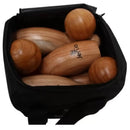 Natural Wooden Skittles Game Set with Carry Bag - 9 Hardwood Skittles (22cm) and 3 Wooden Balls (7cm)