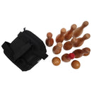 Natural Wooden Skittles Game Set with Carry Bag - 9 Hardwood Skittles (22cm) and 3 Wooden Balls (7cm)