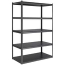 5-Tier Silver Vein Storage Rack with Adjustable Composite Wood Shelves and Black Melamine Finish