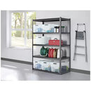 5-Tier Silver Vein Storage Rack with Adjustable Composite Wood Shelves and Black Melamine Finish