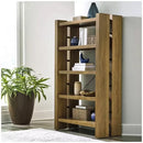 Adjustable Bookcase with Open Shelves, Rubberwood and Acacia Veneers, Indoor Use