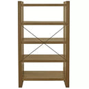 Adjustable Bookcase with Open Shelves, Rubberwood and Acacia Veneers, Indoor Use