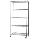 5 Tier Black Shelving Rack - Adjustable, No Tools Required, 113.4kg Capacity