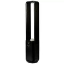 Black Bladeless Fan with Air Purifier, Oscillating, LED Display, Remote Control, 12 Speeds, 3 Modes