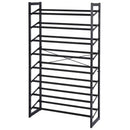 Set of 2 Black Matte Stackable Shoe Rack, 8-Tier Vertical Tower, Grey