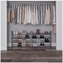 Set of 2 Black Matte Stackable Shoe Rack, 8-Tier Vertical Tower, Grey