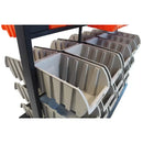 Black Dual Sided Bin Rack with 64 Orange Bins and 30 Grey Bins for Home, Garage, or Workshop Storage