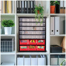 Black Multi Parts Bin Organiser with 36 Drawers, Durable Steel Frame, Includes Mounting Hardware