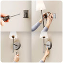LED Wall Sconce Wireless Light 2-Pack - Black Finish with White Fabric Shade