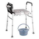 White Heavy Duty Bedside Commode, Raised Toilet Seat, Shower Chair, Adjustable Height 75.5-88cm
