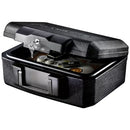 Black Privacy Lock Fire Chest with Carrying Handle for Secure Storage